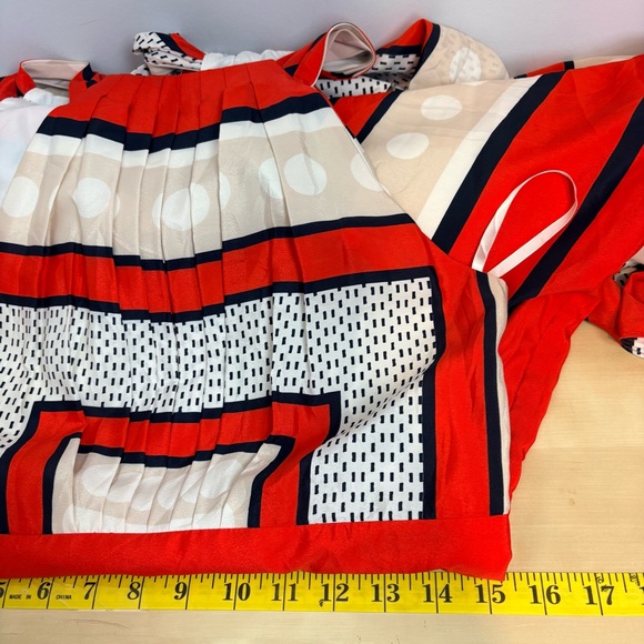 ELIZA J Poppy Stripe Scarf Print Crepe de Chine Bow Tie Back Maxi Gown Dress - Picture 13 of 16